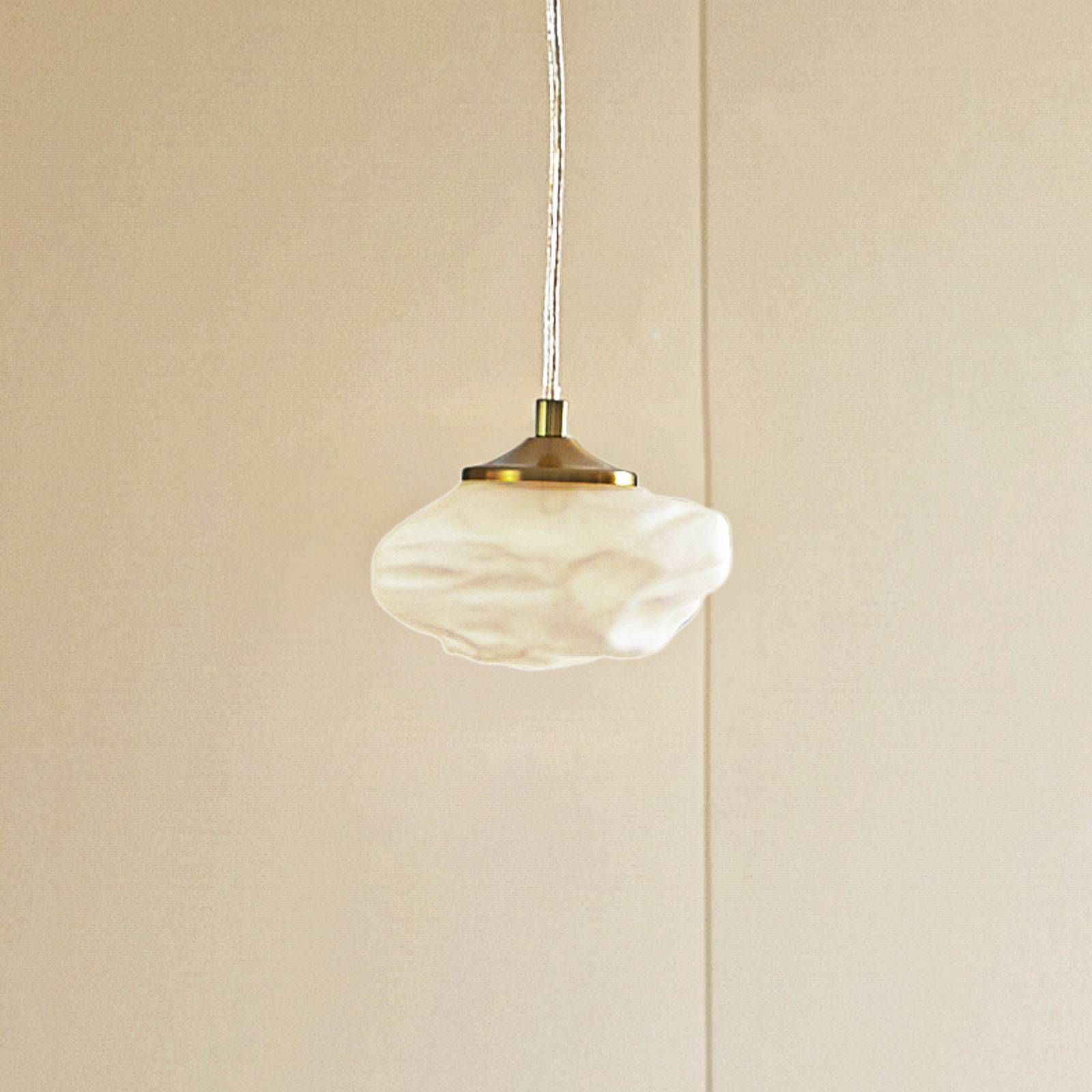 Lampa wisząca Lindby Piatra, opal/mosiądz, szkło, Ø 16 cm, G9