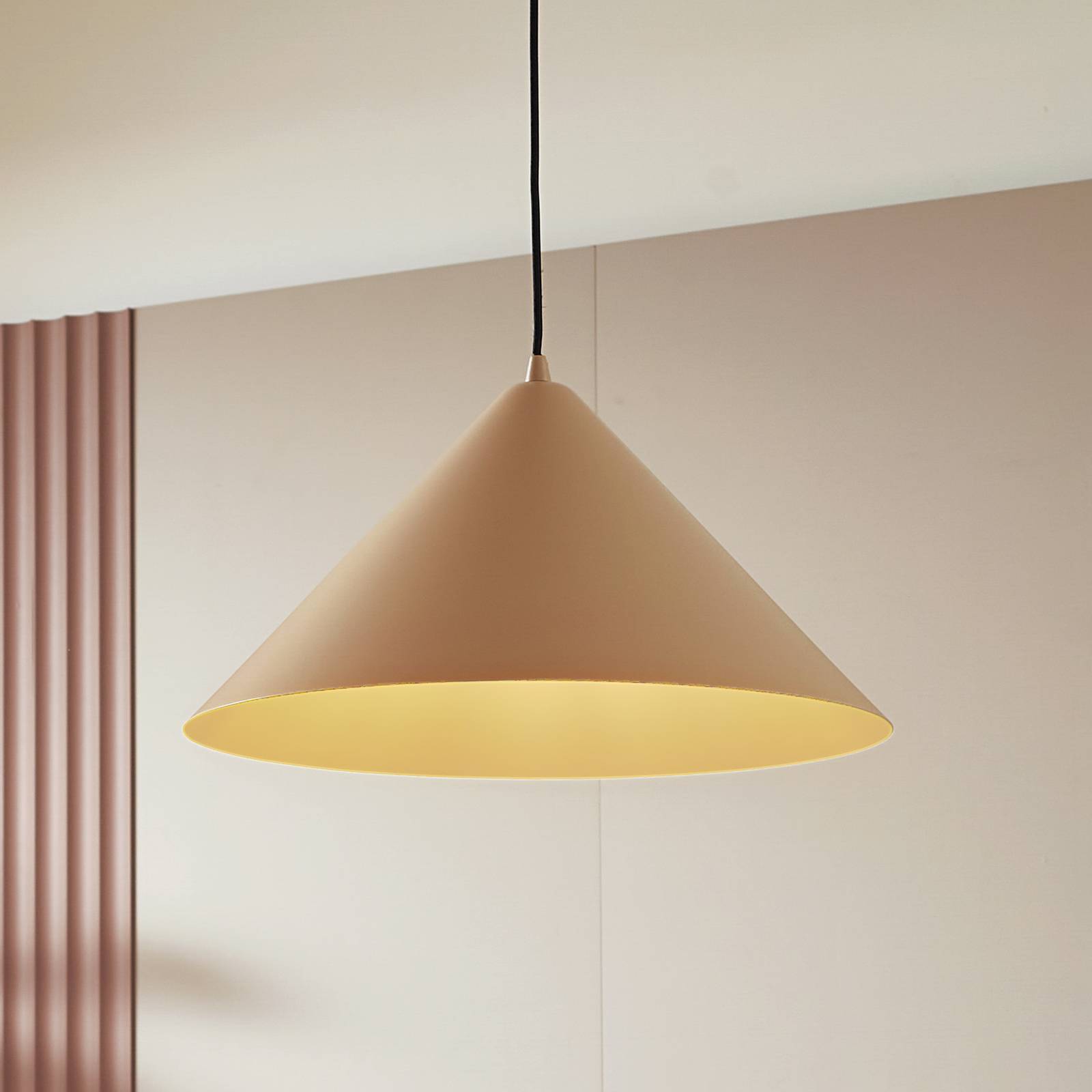 Lampa wisząca Lindby Clarine, beżowa, Ø 50 cm, metal