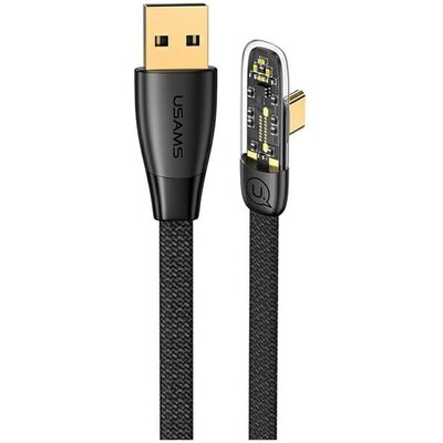 USAMS Kabel kątowy USB na USB-C PD 6A 66W Fast Charging Iceflake Series 1,2m czarny/black SJ585USB01 (US-SJ585)
