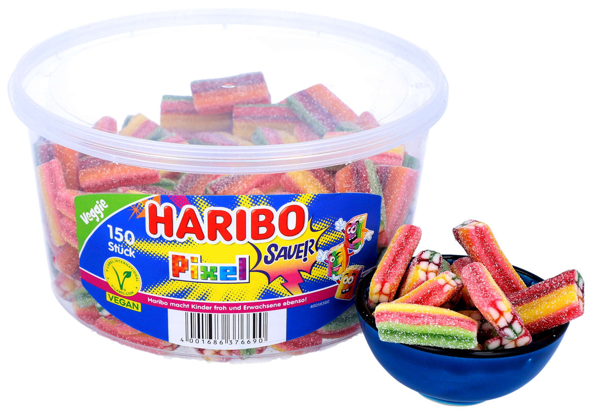 Haribo, żelki owocowe Kostki Pixel, kwaśne owoce, 1200g, 150 sztuk
