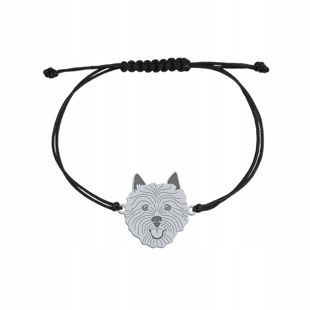 Bransoletka Srebrna Norwich Terrier 925 na sznurku Prezent Kobieta GRAWER