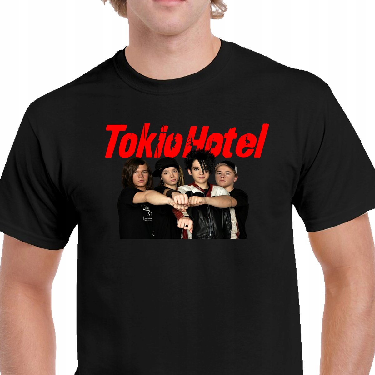P093 KOSZULKA MĘSKA ZESPÓŁ MUZYCZNY TOKIO HOTEL BAWEŁNA PREZENT CZARNA M