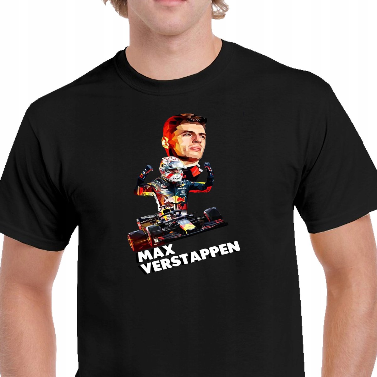 KOSZULKA MAX VERSTAPPEN F1 FORMUŁA 1 WYŚCIGI BAWEŁNA CZARNA P091 M