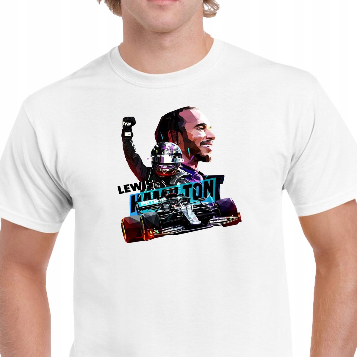 P090 KOSZULKA LEWIS HAMILTON F1 FORMUŁA 1 WYŚCIGI PREZENT BAWEŁNA L
