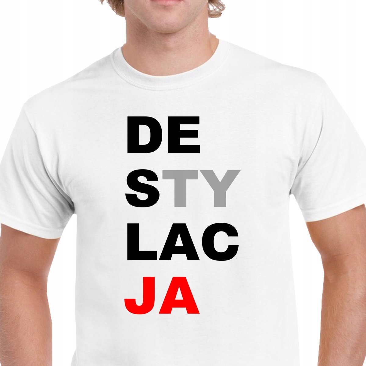 P057 KOSZULKA DESTYLACJA POLITYKA Konstytucja PREZENT Jakość S BAWEŁNA