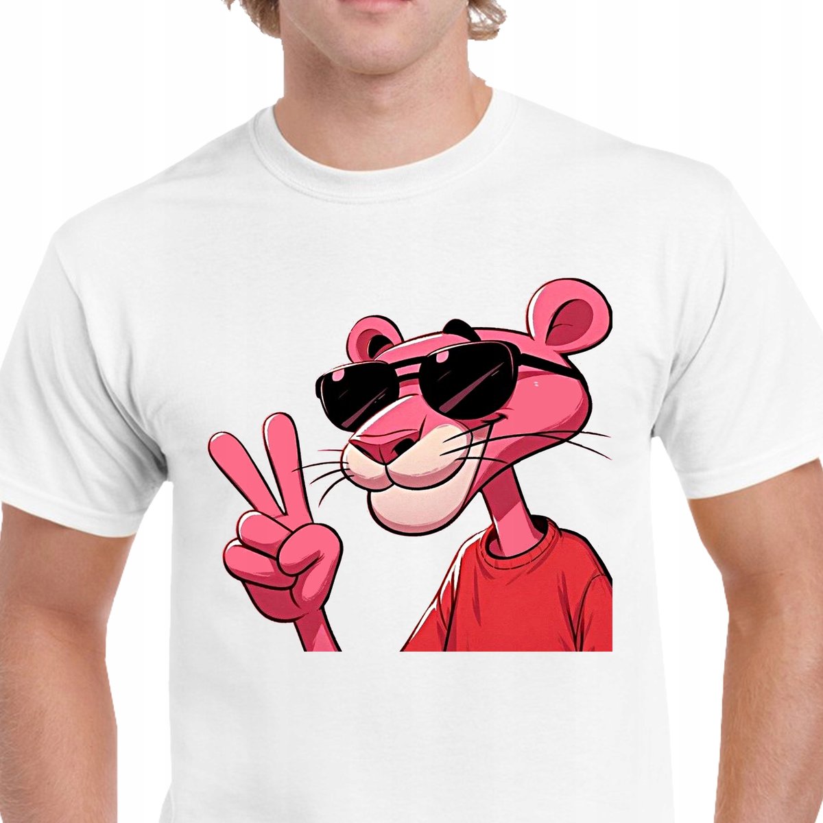 P208 KOSZULKA MĘSKA RÓŻOWA PANTERA PINK PANTHER ŚMIESZNA BAJKA PREZENT XXL