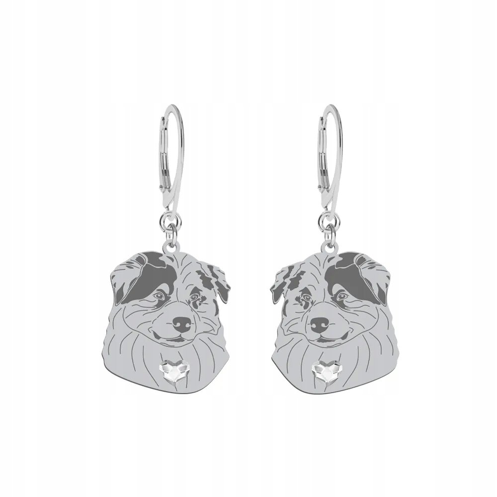Kolczyki Srebrne z Owczarkiem Australijskim 925 Biżuteria Prezent GRAWER