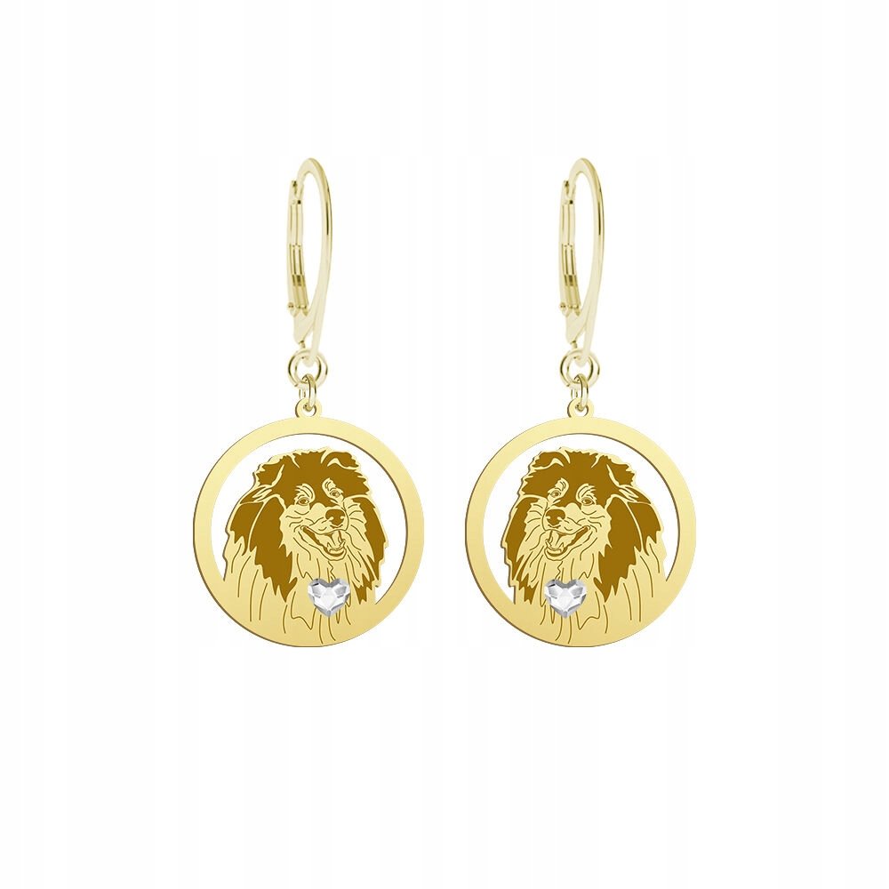 Kolczyki Złote z psem Owczarek Szkocki Długowłosy SREBRO 925 Kobieta GRAWER