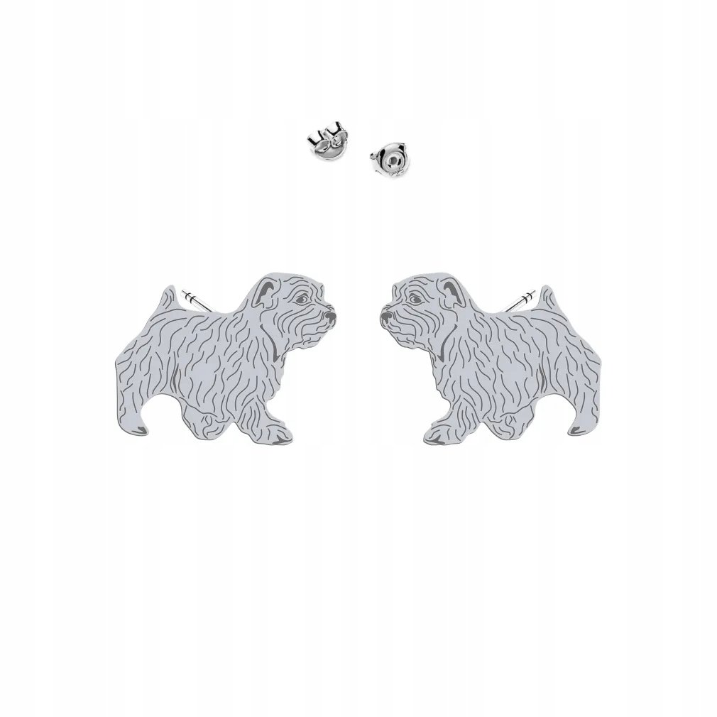 Kolczyki Srebrne z psem Norfolk Terrier 925 Sztyfty Prezent DEDYKACJA