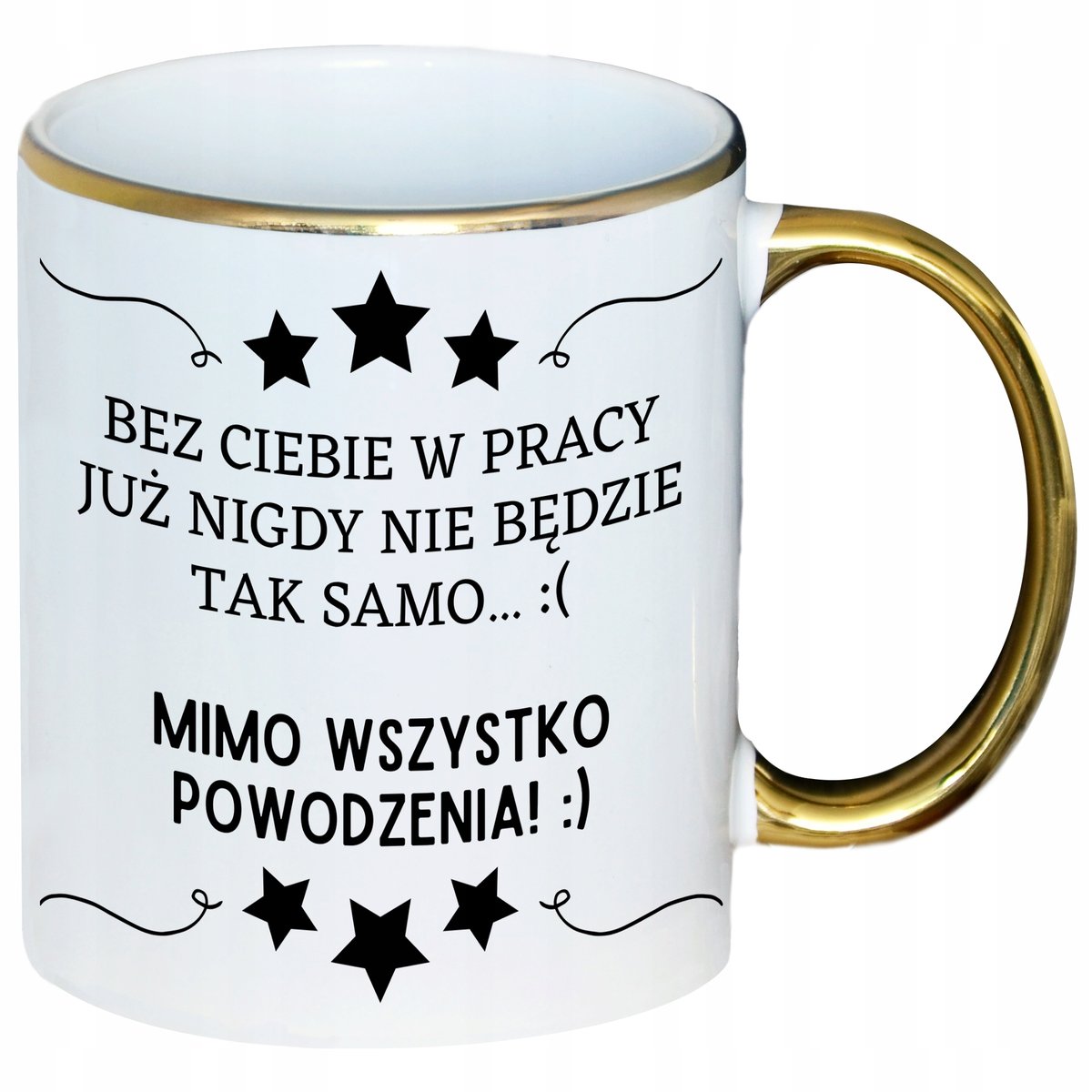 ZŁOTY FOTO KUBEK Z NADRUKIEM POŻEGNANIE ODEJŚCIE KOLEŻANKI KOLEGI Z PRACY