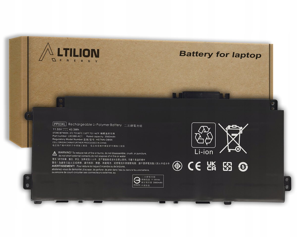 Bateria PP03XL PV03XL do HP Pavilion x360 13-BB / 14-DK / 14-DV / 14-DW