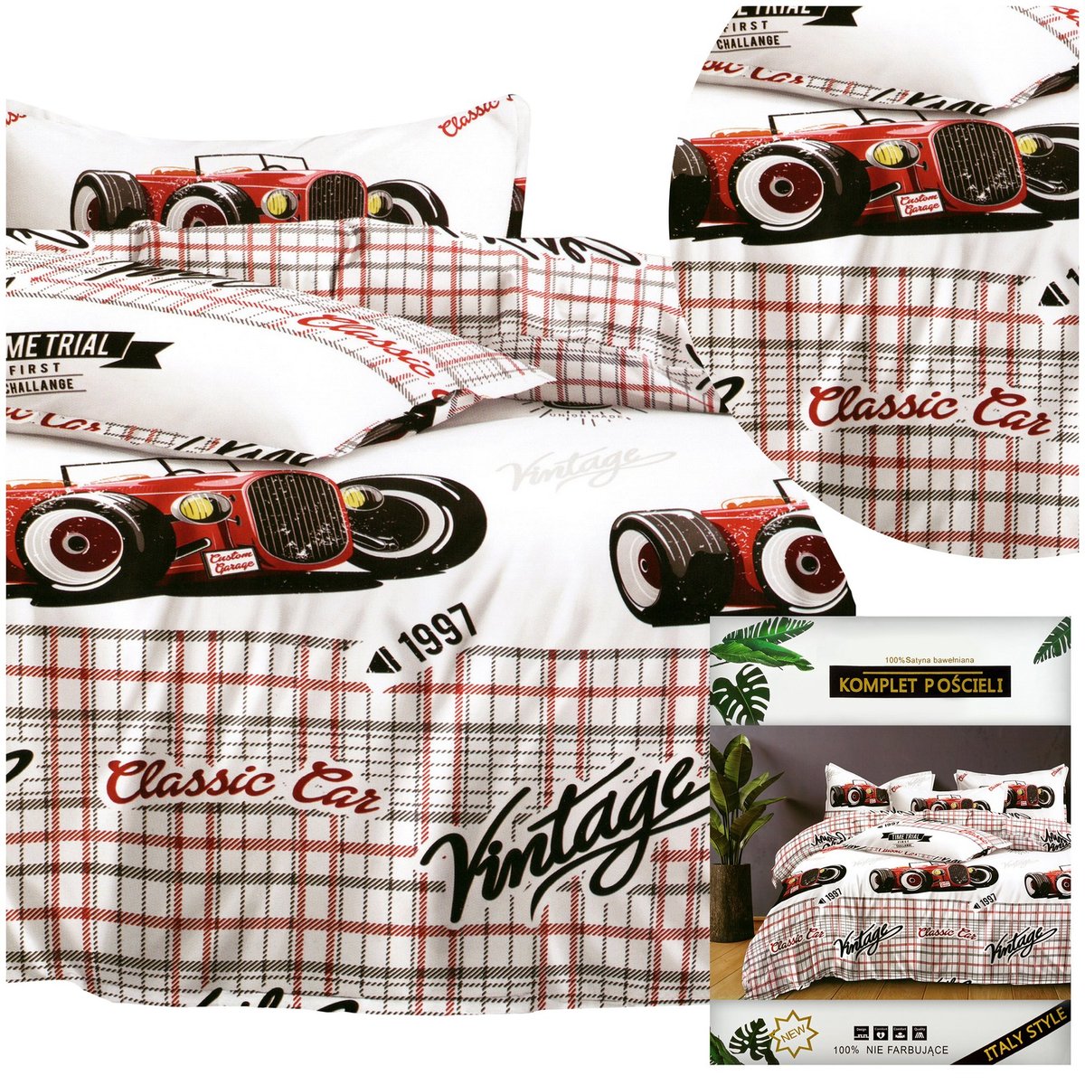 Pościel 160x200 komplet 3 części bawełna satynowa DALWIN poszewki 70x80