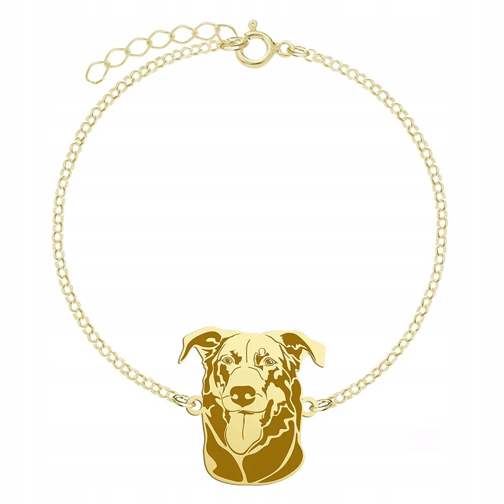 Bransoletka Złota z psem Owczarek Francuski - Beauceron 925 Prezent GRAWER