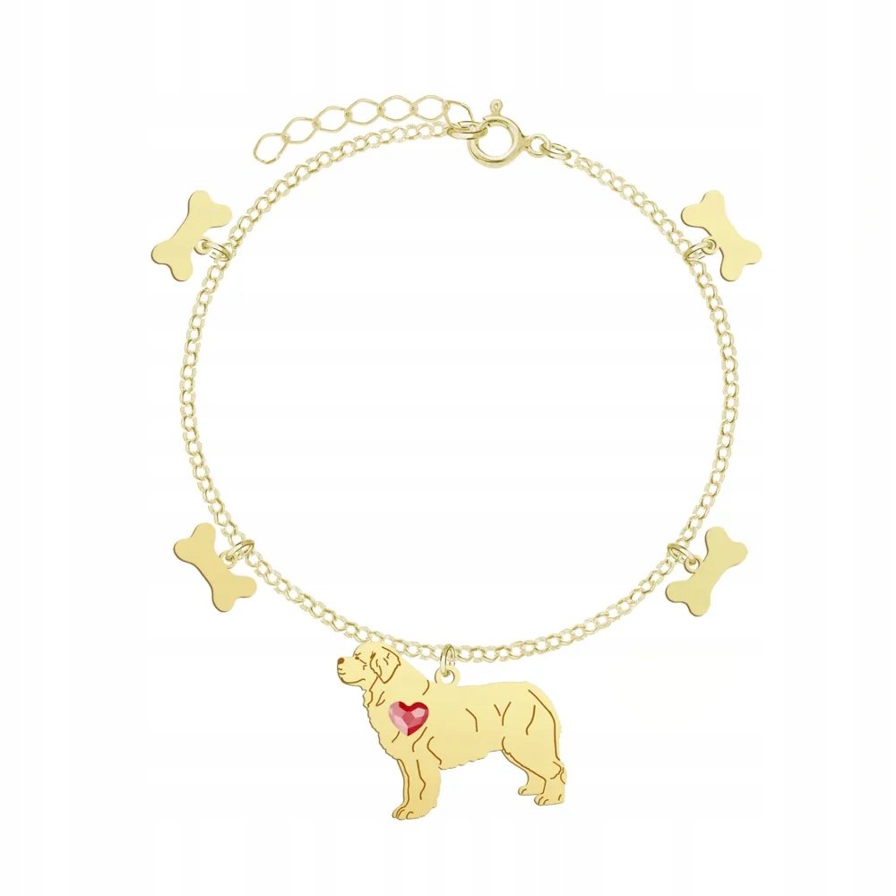 Bransoletka Złota z psem Nowofundland 925 Biżuteria na Prezent GRAWER