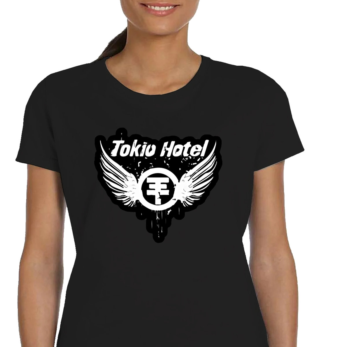 DAMSKA KOSZULKA ZESPÓŁ MUZYCZNY TOKIO HOTEL BAWEŁNA PREZENT CZARNA P094 S