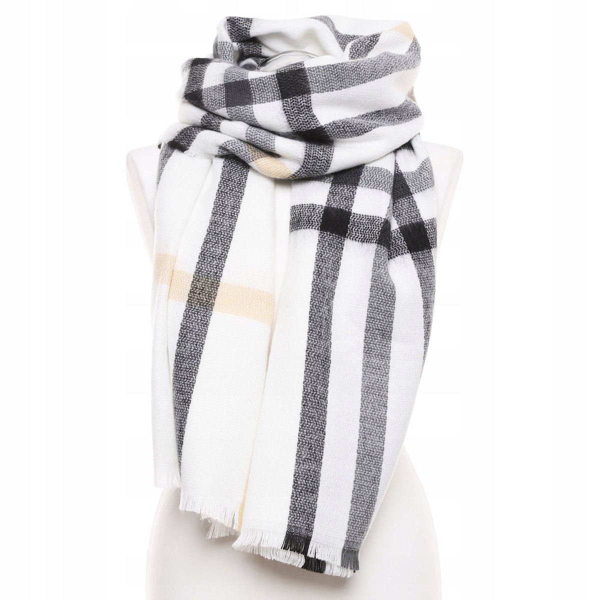 SZAL DAMSKI Stylowy Wzór w Kratę Modny Duży Ciepły Elegancki MORAJ