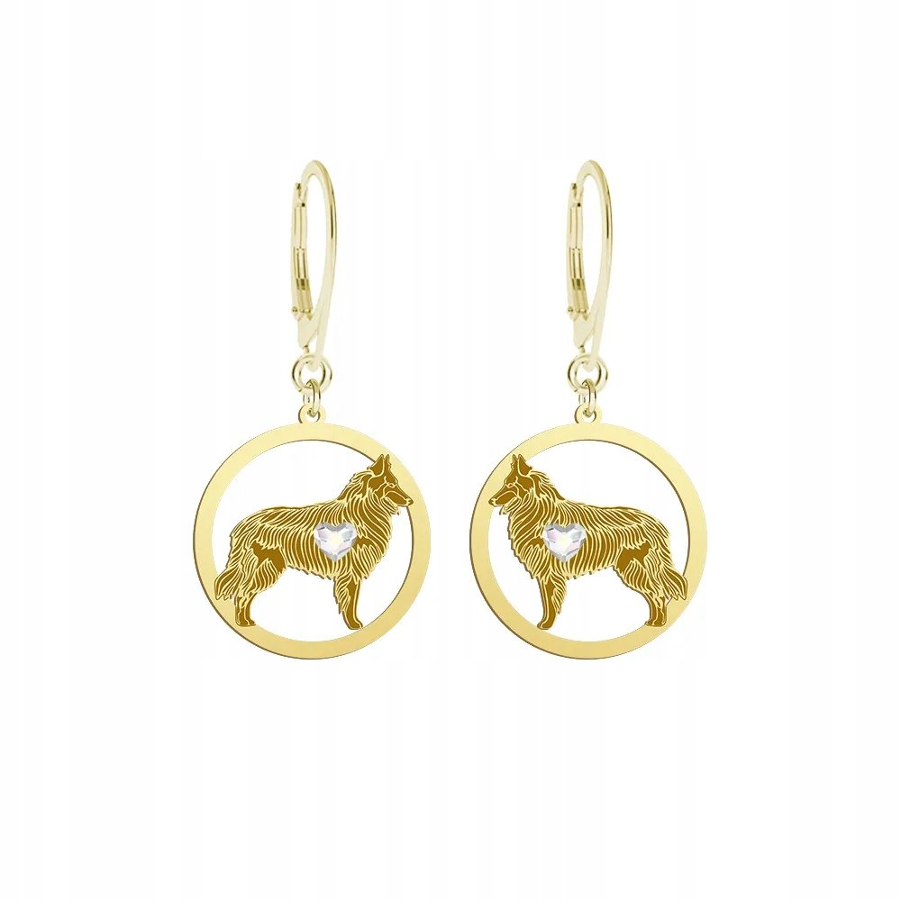 Kolczyki Złote z psem 925 Owczarek Belgijski Biżuteria Prezent GRAWER