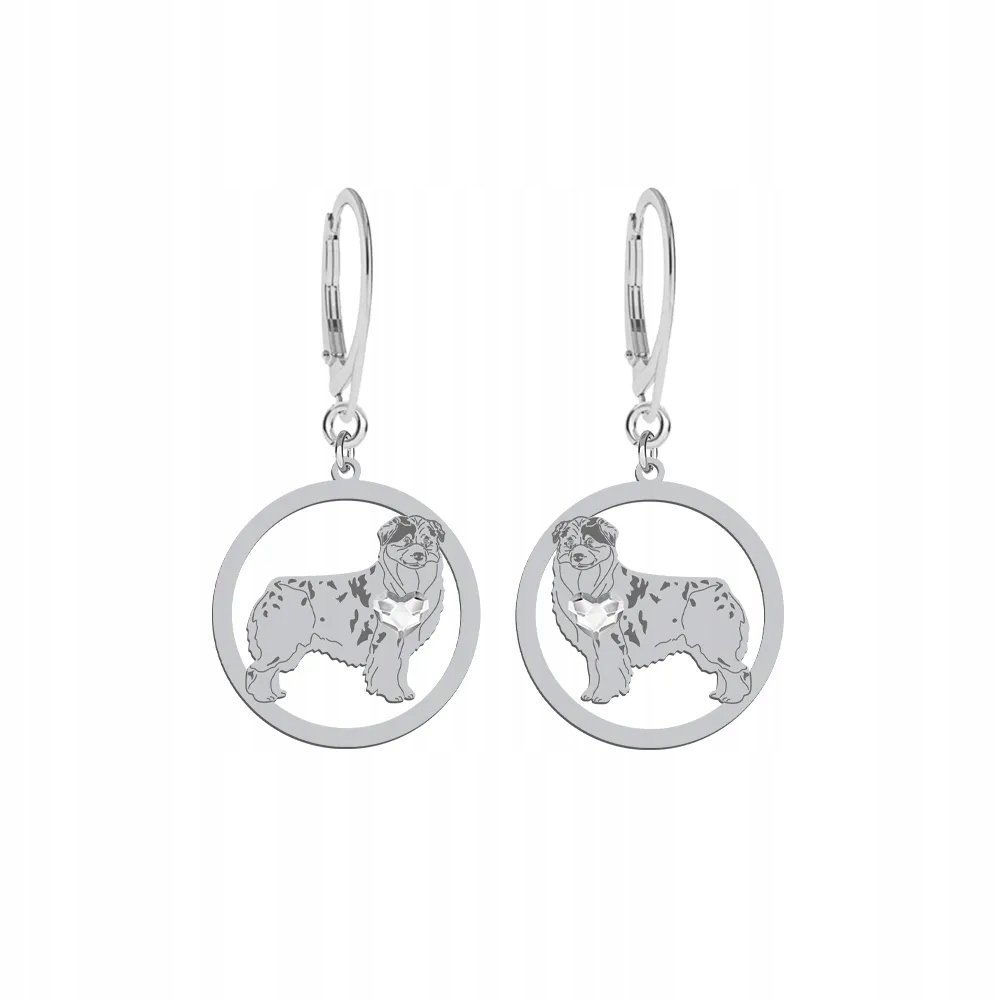 Kolczyki Srebrne z Owczarek Australijski 925 Prezent dla Kobiety GRAWER