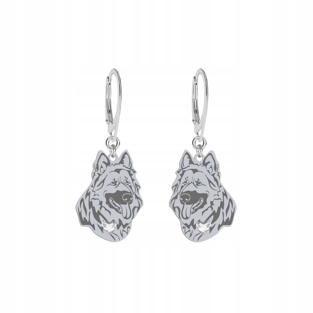 Kolczyki Srebrne z psem Owczarek Staroniemiecki 925 Kobieta Prezent GRAWER
