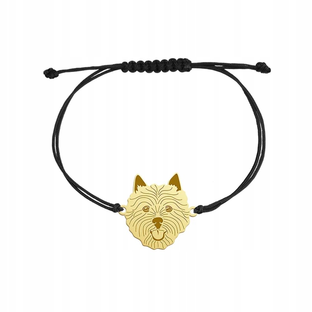 Bransoletka Złota z psem Norwich Terrier sznurek 925 Biżuteria GRAWER