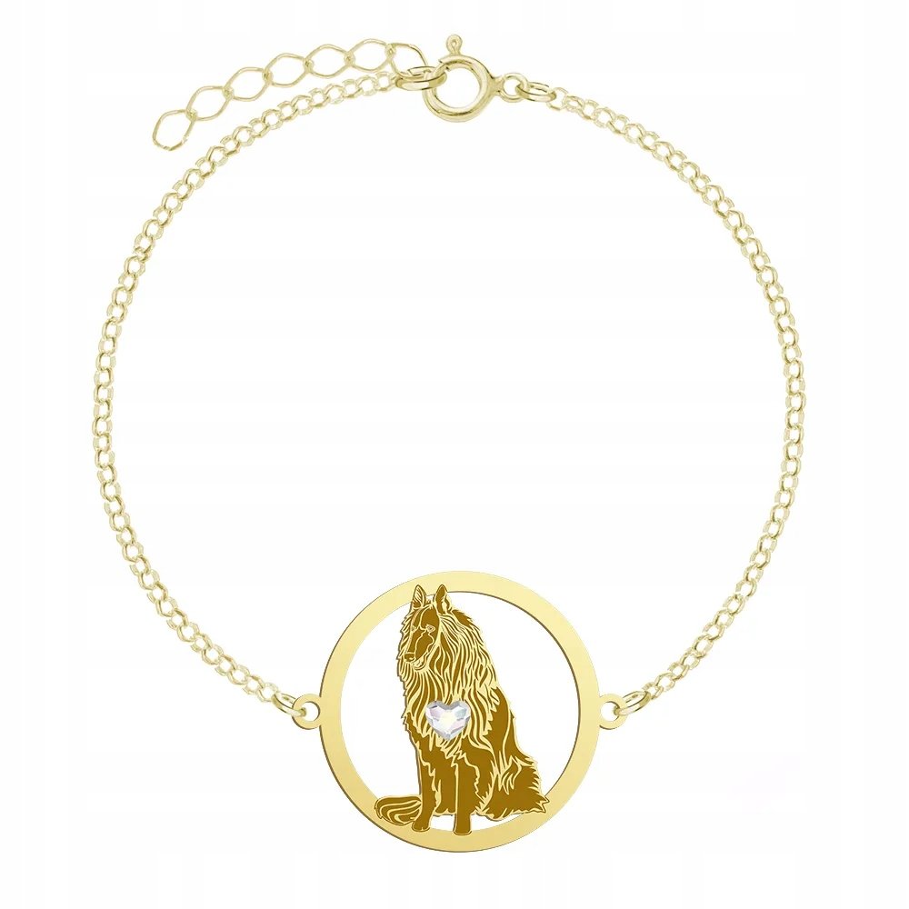 Bransoletka Złota z psem Owczarek Belgijski 925 Łańcuszek Kobieta GRAWER