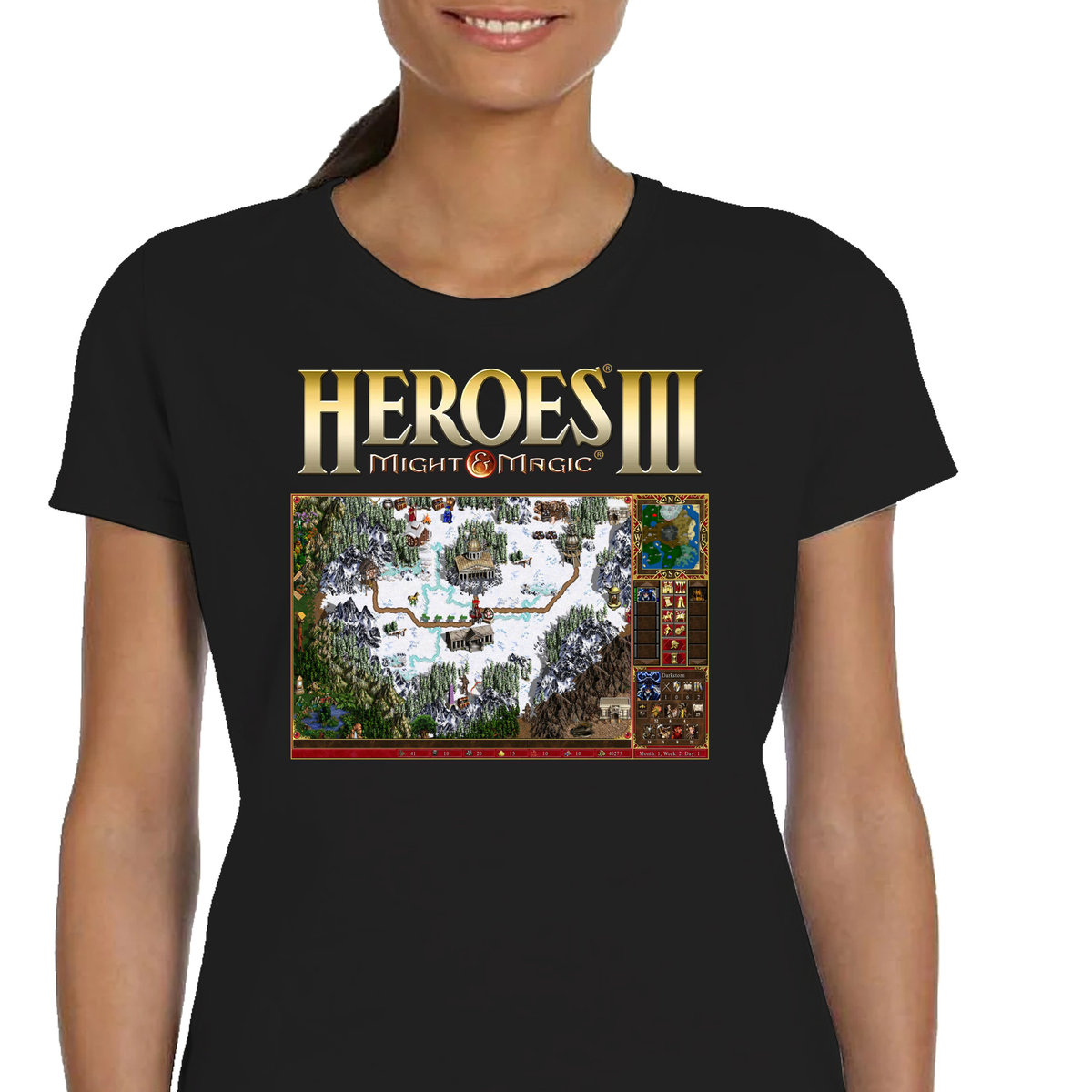 P038 DAMSKA KOSZULKA HEROES III OF MIGHT AND MAGIC GRA PREZENT XXL CZARNA
