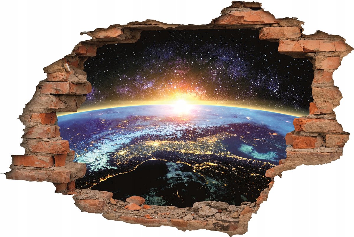 KOSMOS naklejka ścienna fototapeta dziura cegły 3D