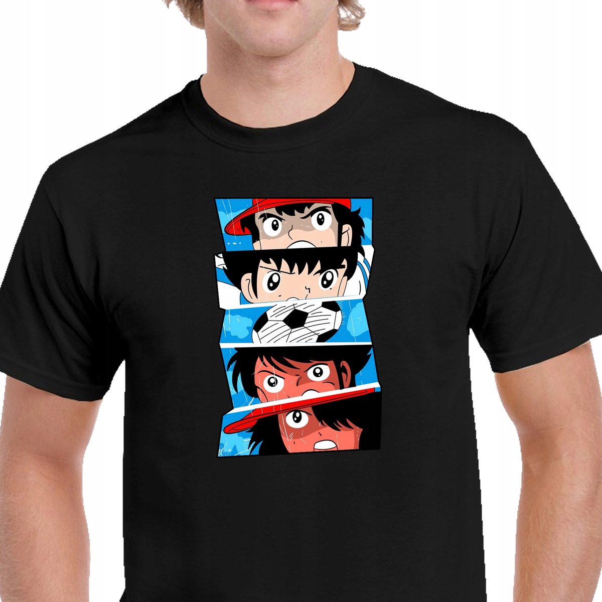 P169 KOSZULKA KAPITAN TSUBASA JASTRZĄB ANIME BAWEŁNA PREZENT CZARNA L