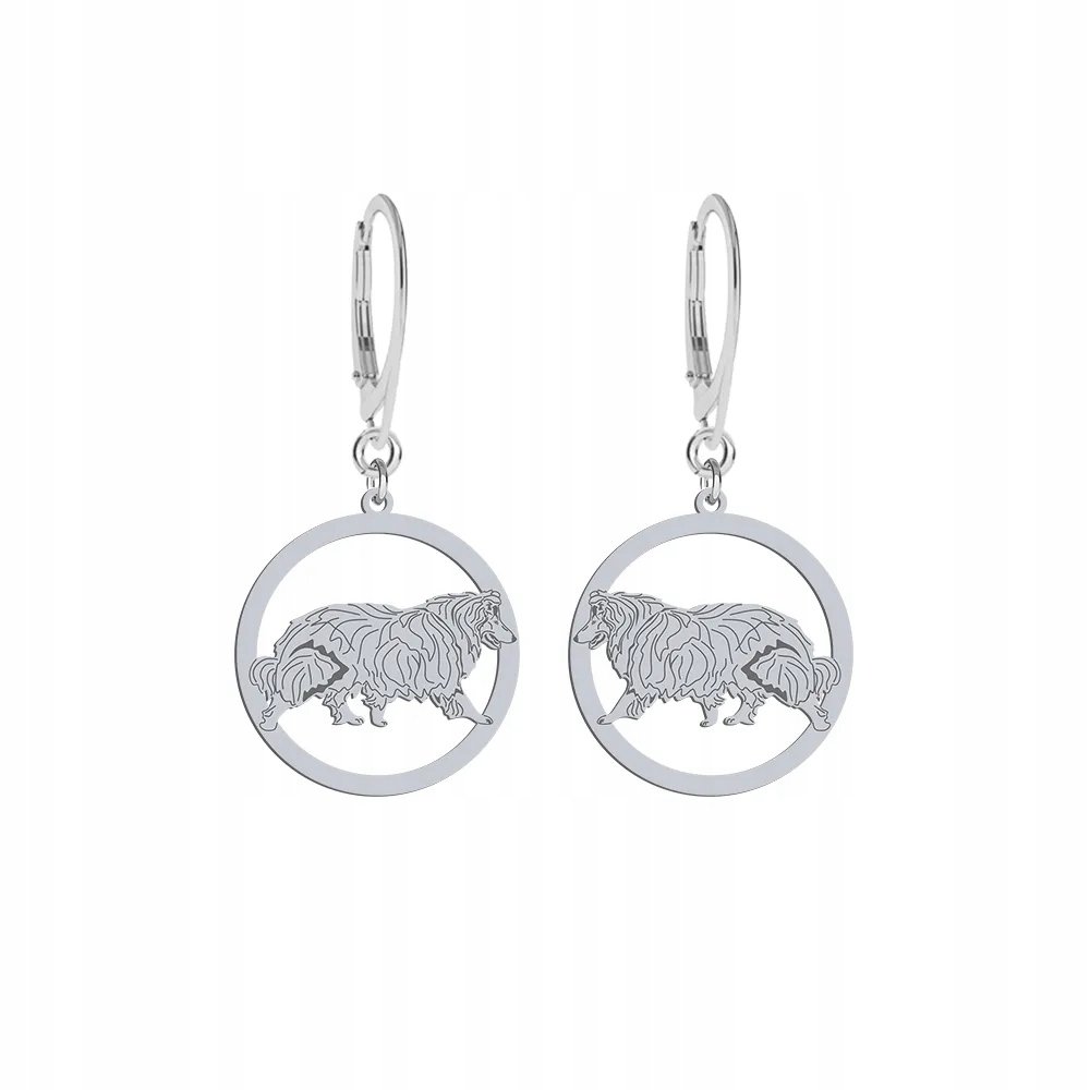 Kolczyki Srebrne z Owczarek Szkocki Długowłosy 925 Prezent Kobieta GRAWER