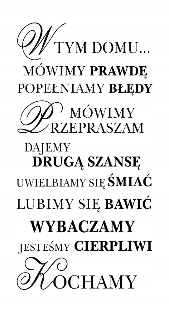 Naklejka ścienna cytat W TYM DOMU naklejki napis / Centrum Naklejek