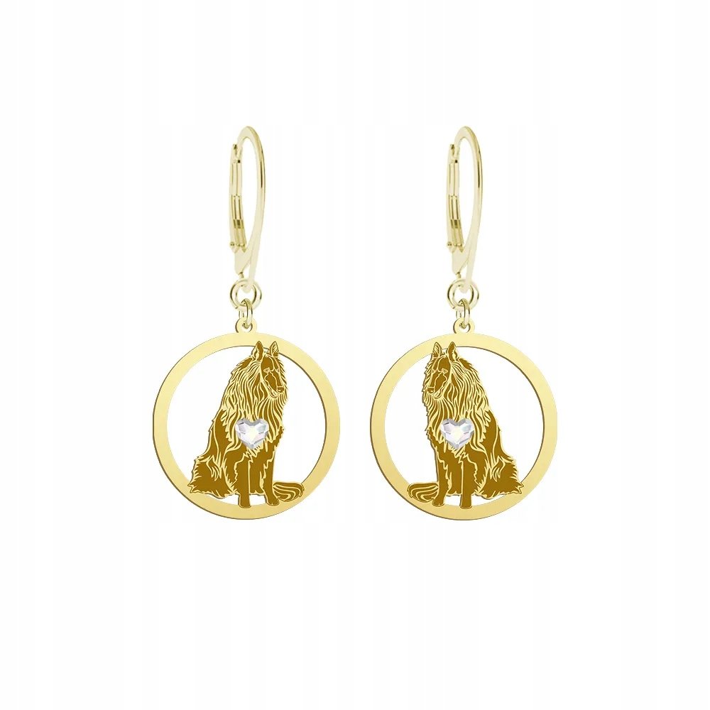Kolczyki Złote z psem 925 Owczarek Belgijski Biżuteria Prezent GRAWER