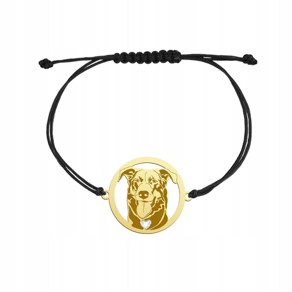 Bransoletka Złota z psem Owczarek Francuski - Beauceron 925 Prezent GRAWER