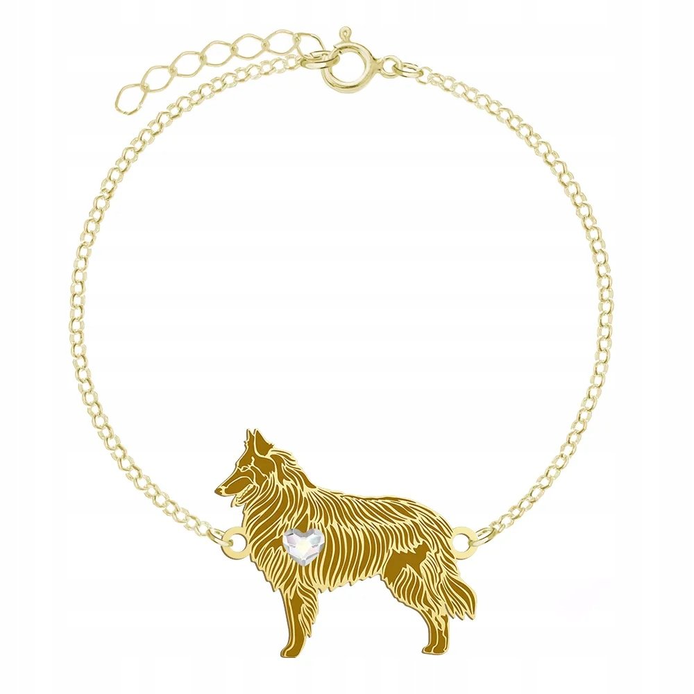 Bransoletka Złota z psem Owczarek Belgijski 925 Łańcuszek Prezent GRAWER