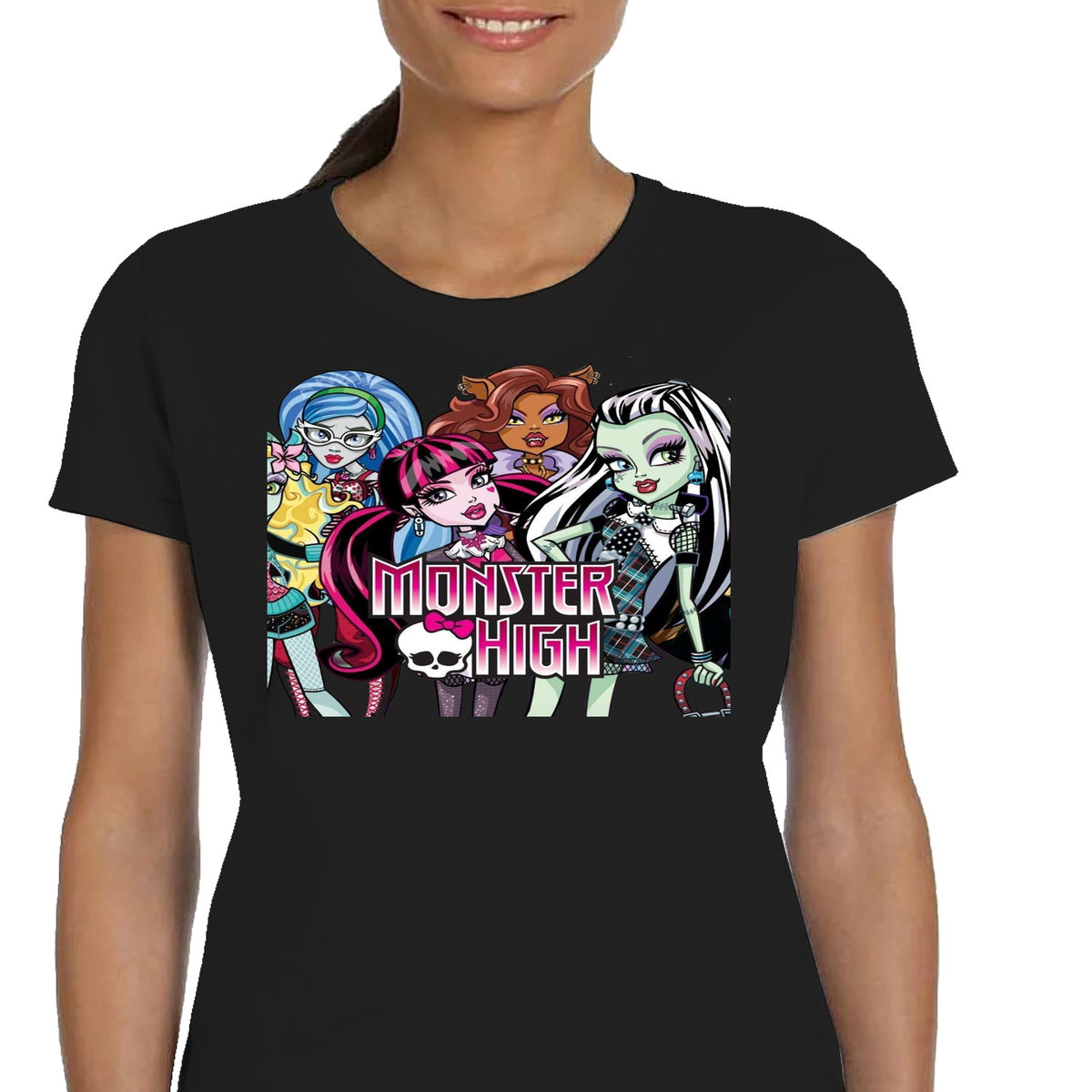 P151 DAMSKA KOSZULKA KOBIECA T-SHIRT MONSTER HIGH BAWEŁNA CZARNA L
