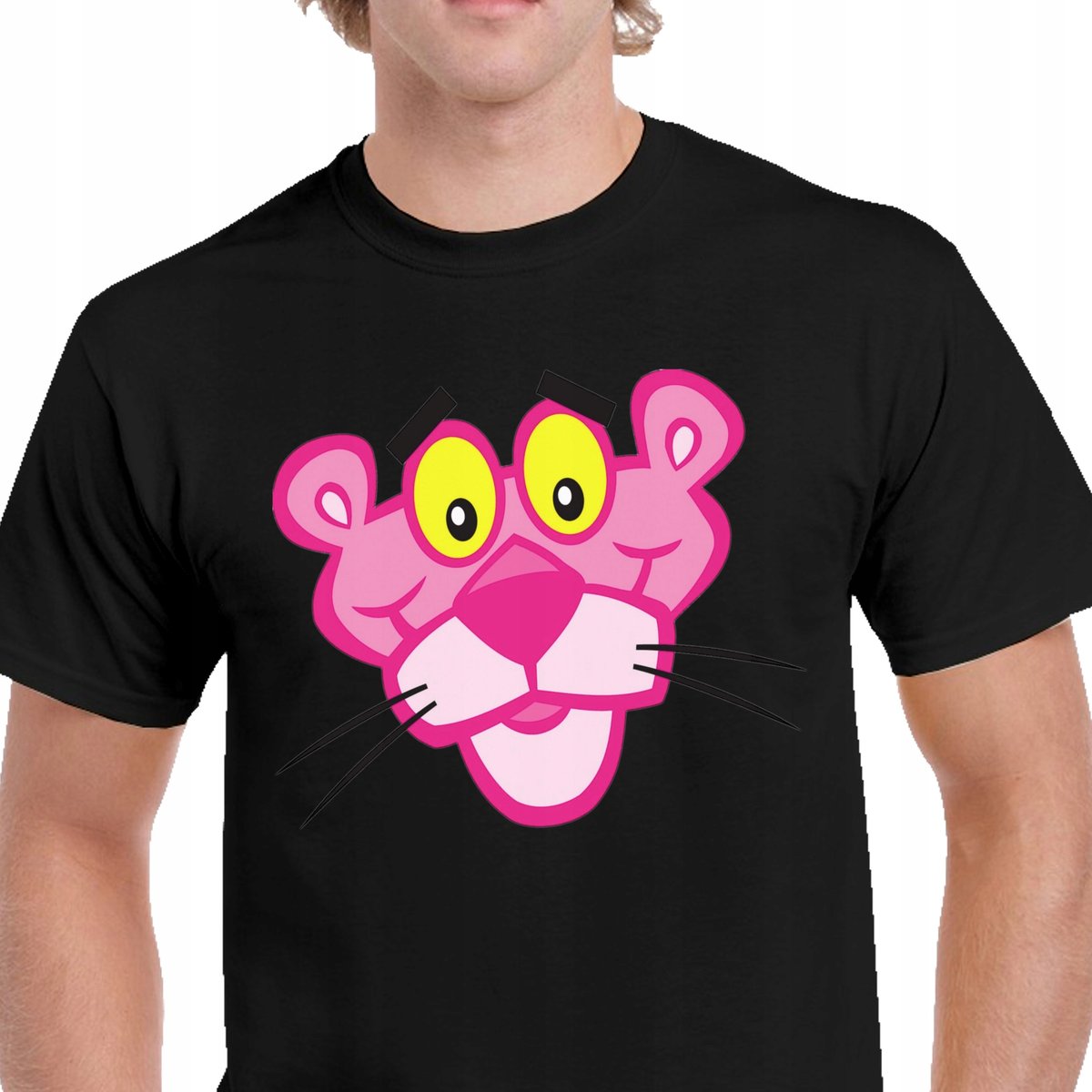 P206 KOSZULKA MĘSKA RÓŻOWA PANTERA PINK PANTHER ŚMIESZNA PREZENT CZARNA S