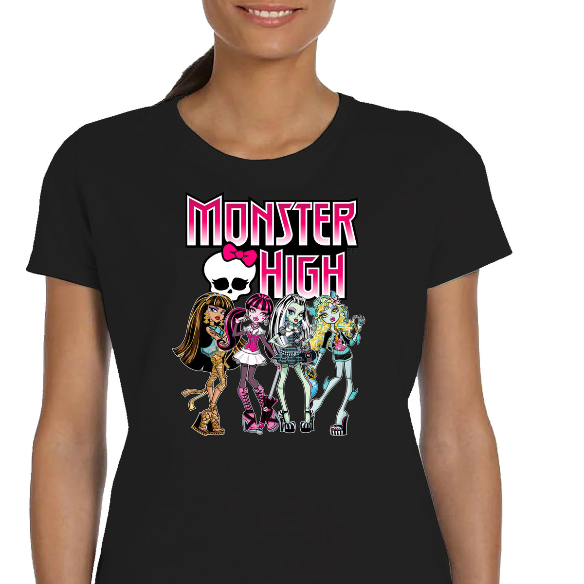 P147 DAMSKA KOSZULKA KOBIECA T-SHIRT MONSTER HIGH BAWEŁNA PREZENT CZARNA L