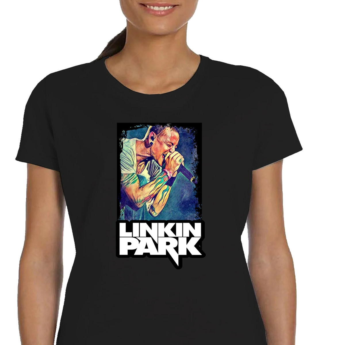 DAMSKA KOSZULKA LINKIN PARK ROCK METAL PREZENT CZARNA M P082