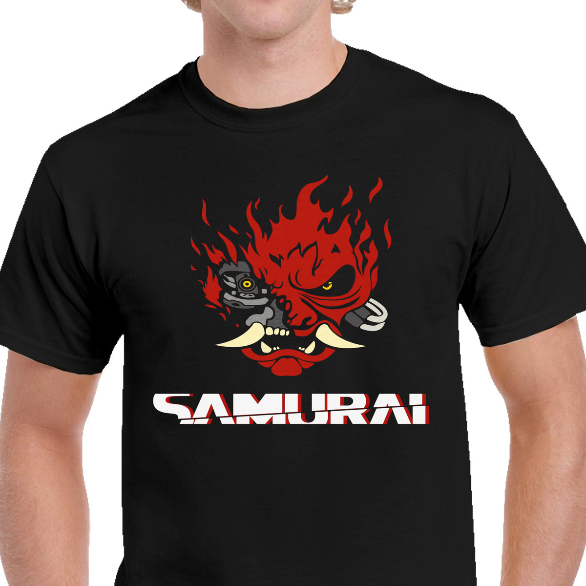 Koszulka GRA CYBERPUNK 2077 SAMURAI LOGO PREZENT BAWEŁNA P060 S CZARNA