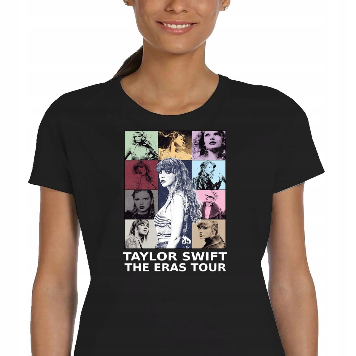 DAMSKA KOSZULKA TAYLOR SWIFT ERAS TOUR MUZYCZNA KONCERT CZARNA P175 L