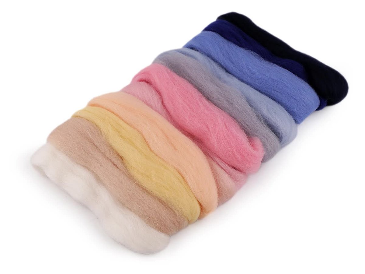 Wełna czesankowa merino do filcowania mix 12 kolorów nr 5 - powietrze 50g