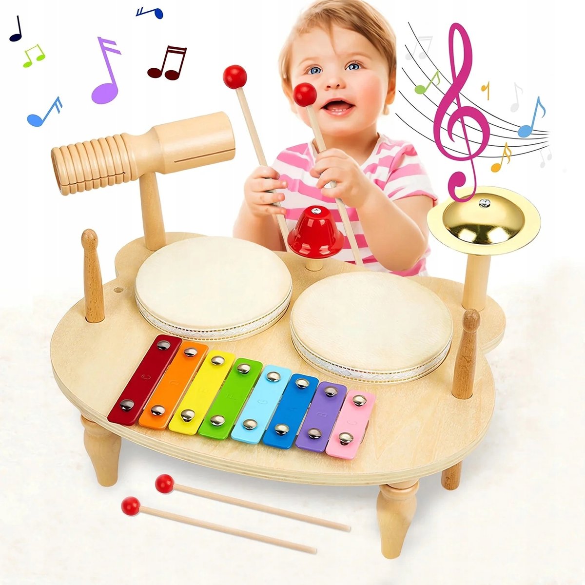 DREWNIANY BLAT montesori INSTRUMENT PERKUSJA CYMBAŁKI KSYLOFON