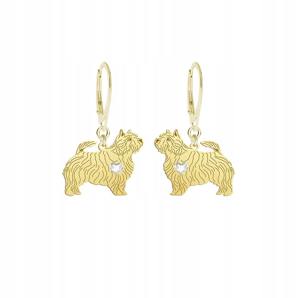 Kolczyki Złote 925 z psem Norwich Terrier Biżuteria Prezent Kobieta GRAWER