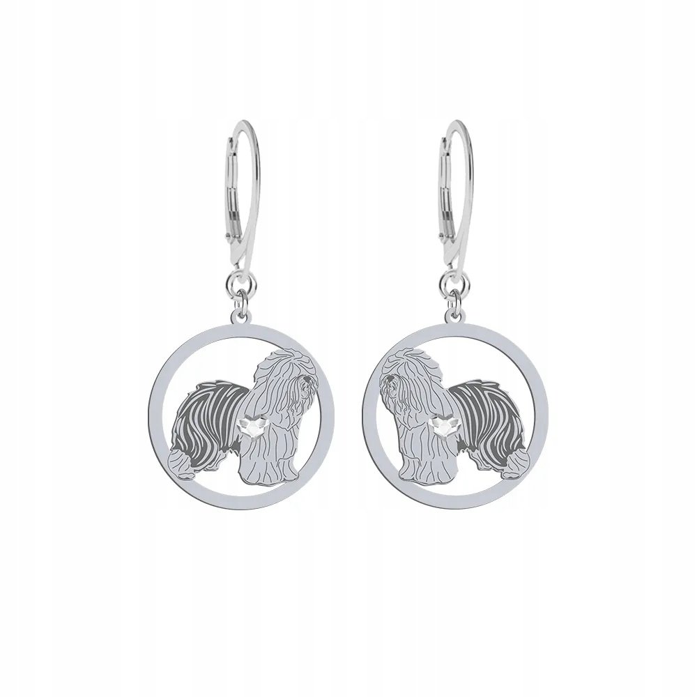 Kolczyki Srebrne z Owczarek Staroangielski Bobtail 925 Biżuteria GRAWER