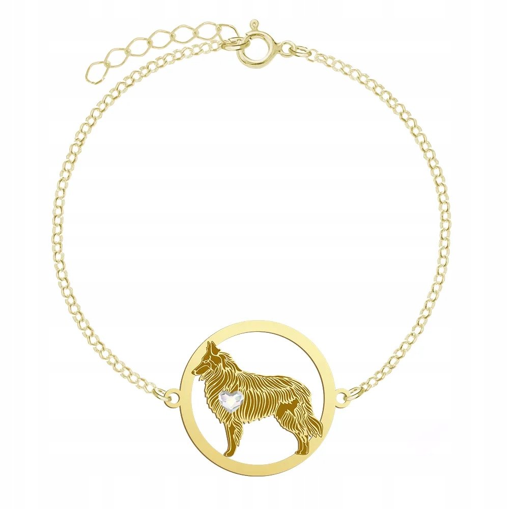 Bransoletka Złota z psem Owczarek Belgijski 925 Łańcuszek Kobieta GRAWER