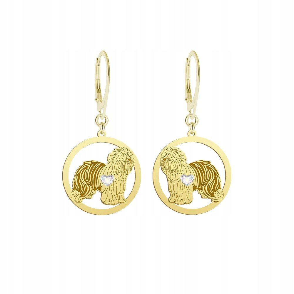 Kolczyki Złote z psem Owczarek Staroangielski Bobtail 925 Kobieta GRAWER