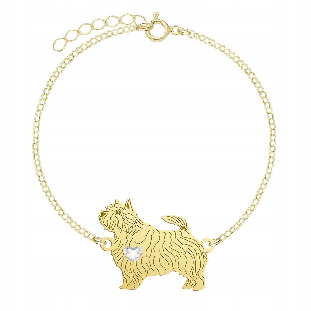 Bransoletka Złota z psem Norwich Terrier 925 Łańcuszek Biżuteria GRAWER
