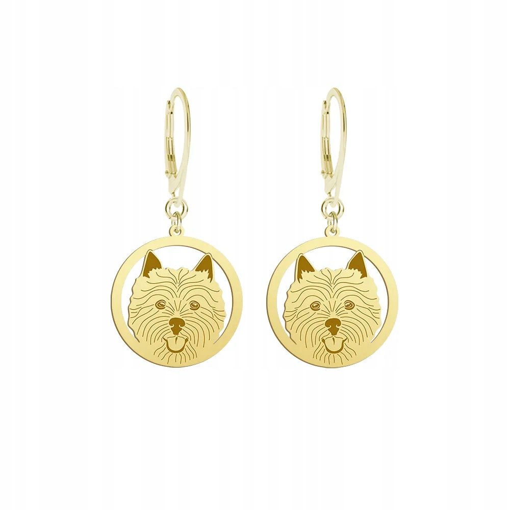 Kolczyki Złote z psem Norwich Terrier 925 Kobieta Biżuteria Prezent GRAWER