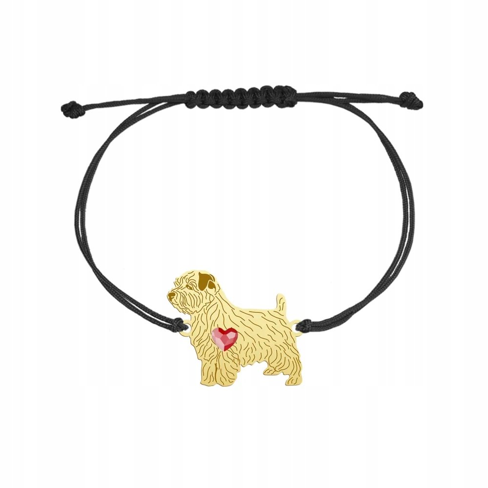 Bransoletka Złota z psem Norfolk Terrier 925 Sznurek Prezent GRAWER