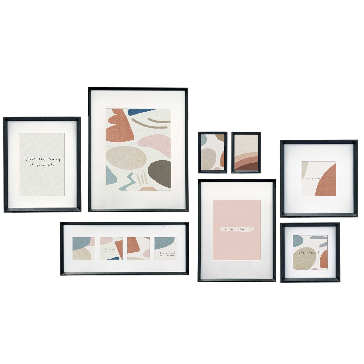 Ramki na zdjęcia na ścianę MURAL, 8 ramek różnej wielkości