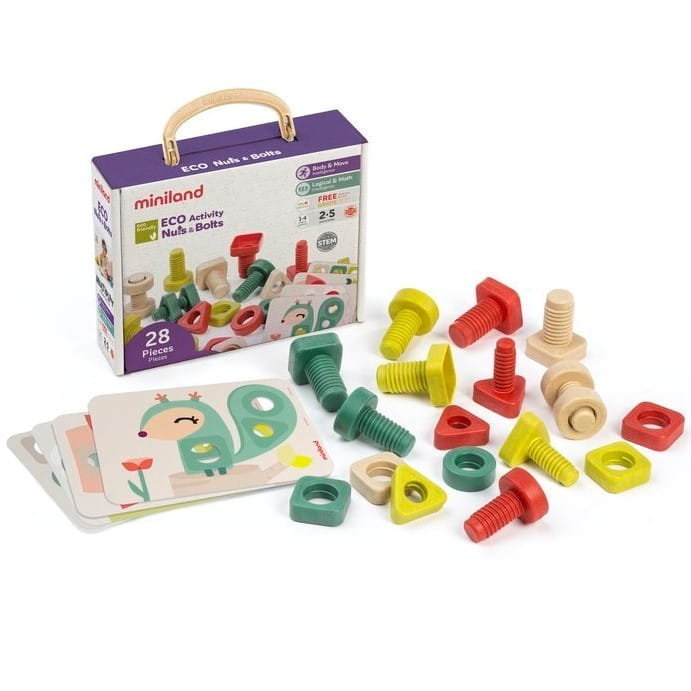 Eko układanka śrubki i nakrętki, Miniland